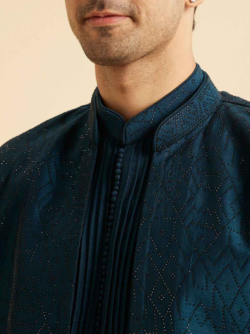 Manyavar Men Teal Blue Opulence Indo Western