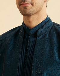 Manyavar Men Teal Blue Opulence Indo Western
