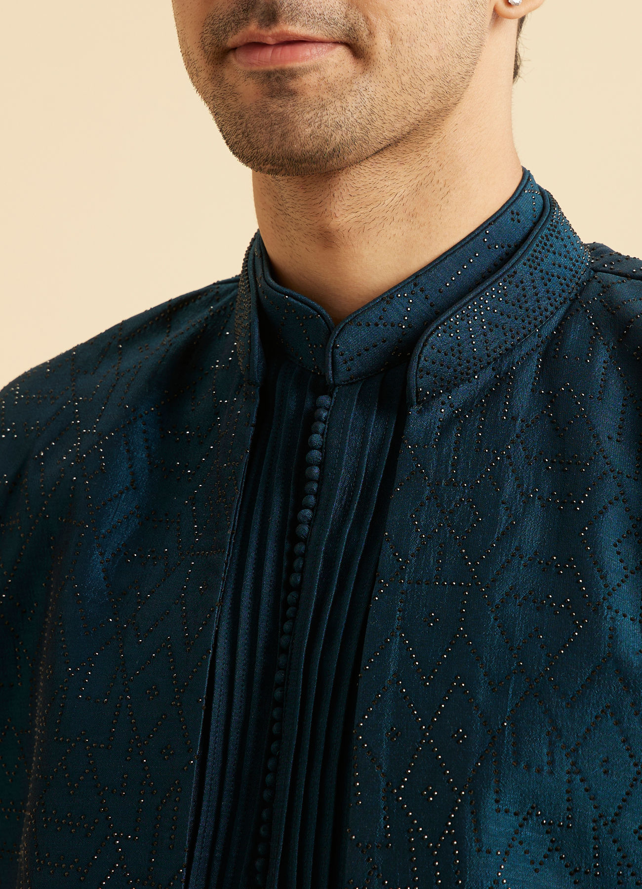 Manyavar Men Teal Blue Opulence Indo Western
