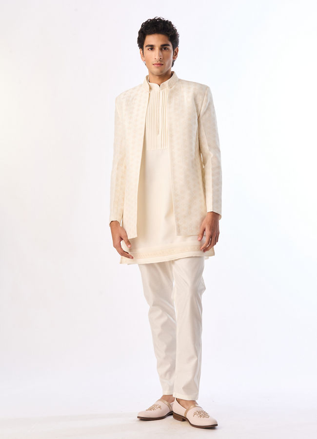 Manyavar Men Classic Cream Elegance Indo Western