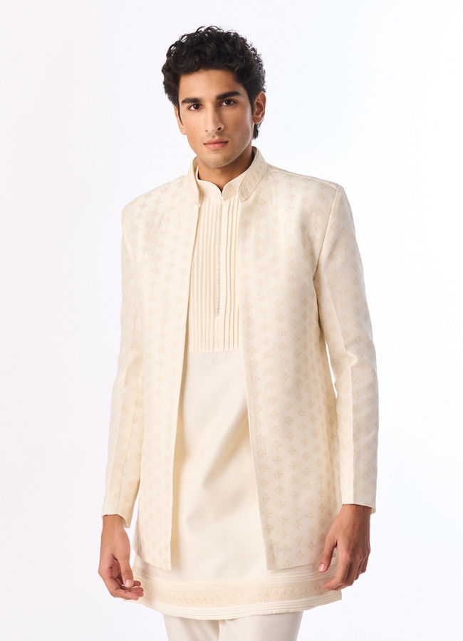 Manyavar Men Classic Cream Elegance Indo Western