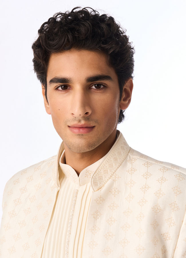 Manyavar Men Classic Cream Elegance Indo Western