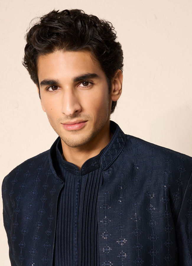 Manyavar Men Blue Majestic Indo Western