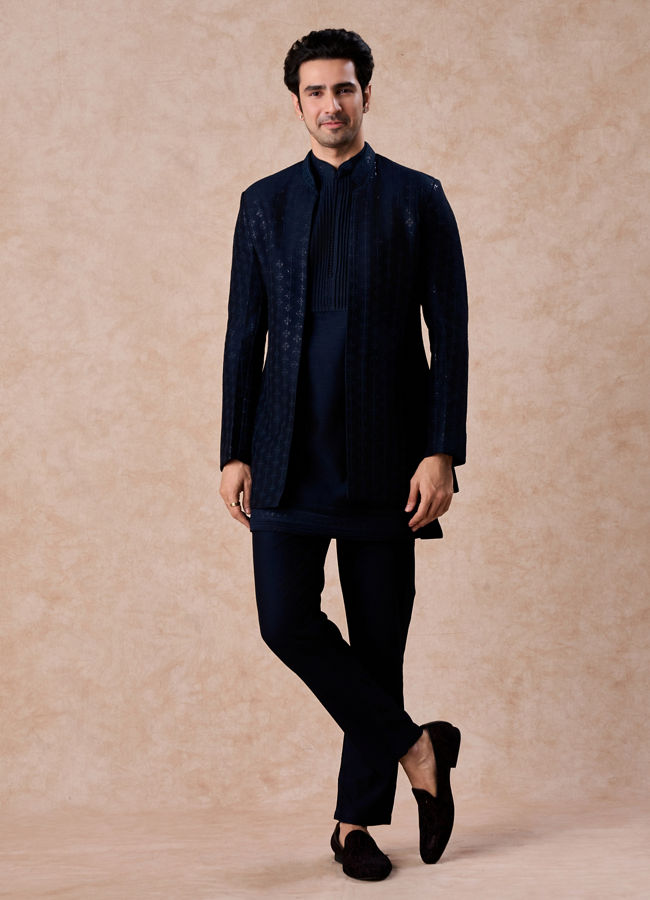 Manyavar Men Blue Majestic Indo Western