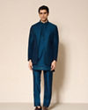 Manyavar Men Teal Blue Elegance Indo Western