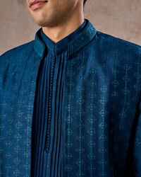 Manyavar Men Teal Blue Elegance Indo Western
