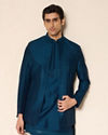 Manyavar Men Teal Blue Elegance Indo Western