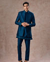 Manyavar Men Teal Blue Elegance Indo Western