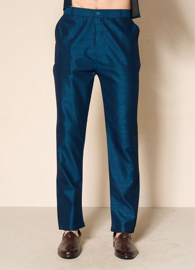 Manyavar Men Teal Blue Elegance Indo Western