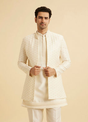 Manyavar Men Classic Cream Elegance Indo Western