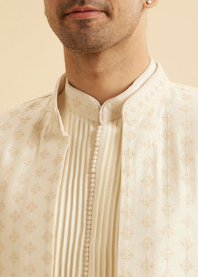 Manyavar Men Classic Cream Elegance Indo Western