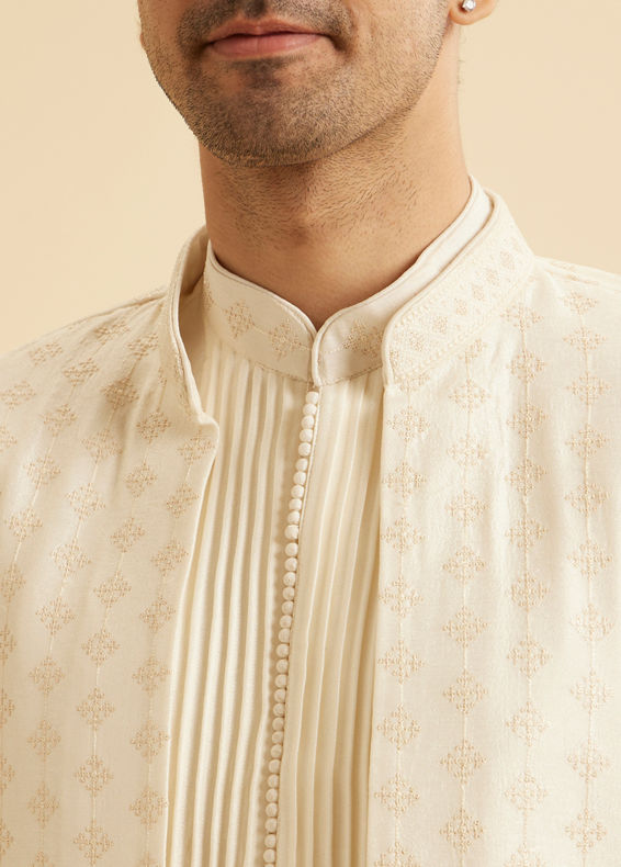 Manyavar Men Classic Cream Elegance Indo Western