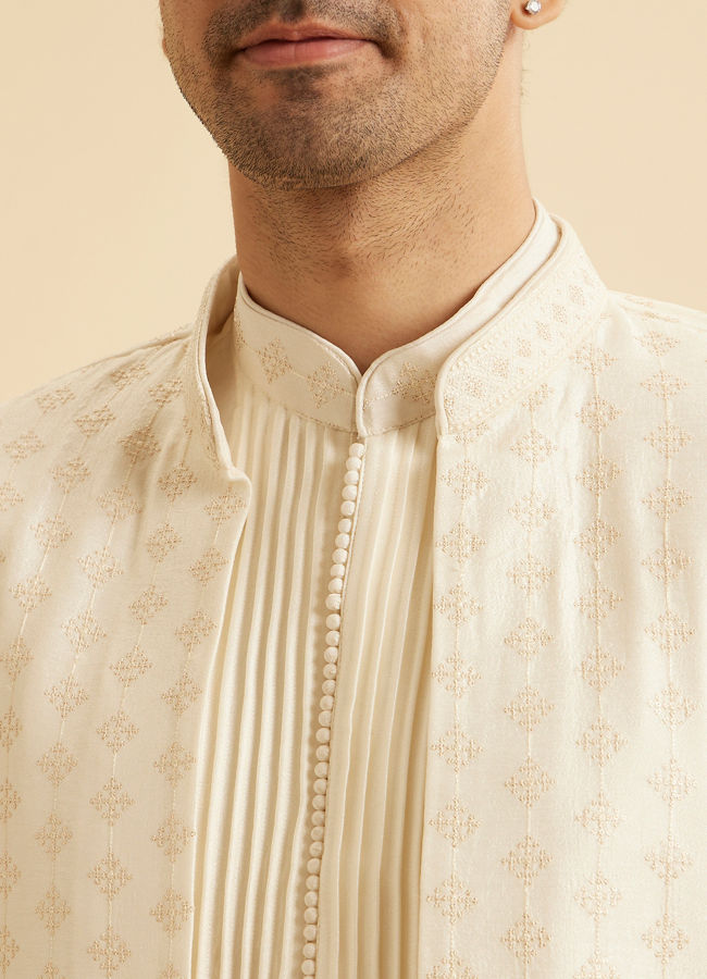 Manyavar Men Classic Cream Elegance Indo Western
