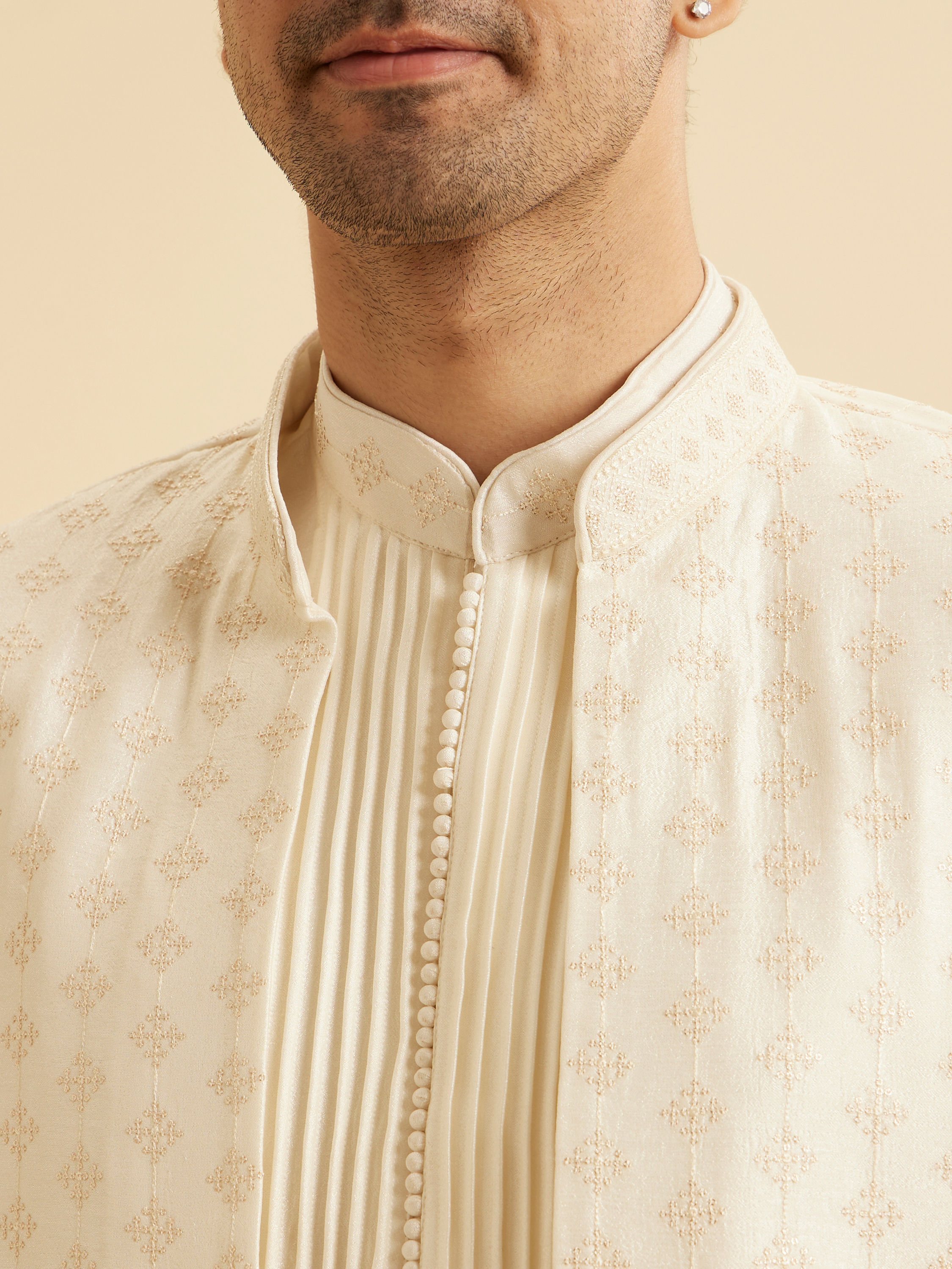 Manyavar Men Classic Cream Elegance Indo Western