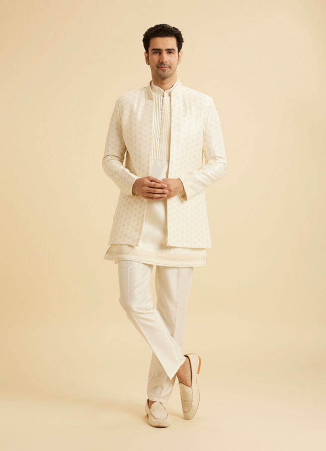 Manyavar Men Classic Cream Elegance Indo Western