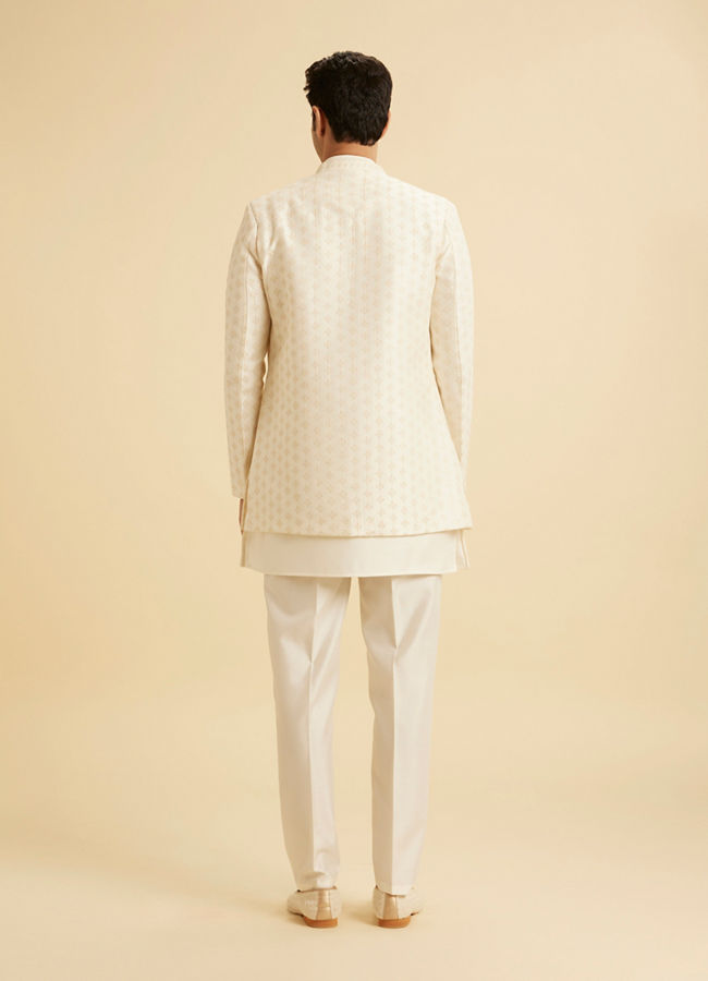 Manyavar Men Classic Cream Elegance Indo Western