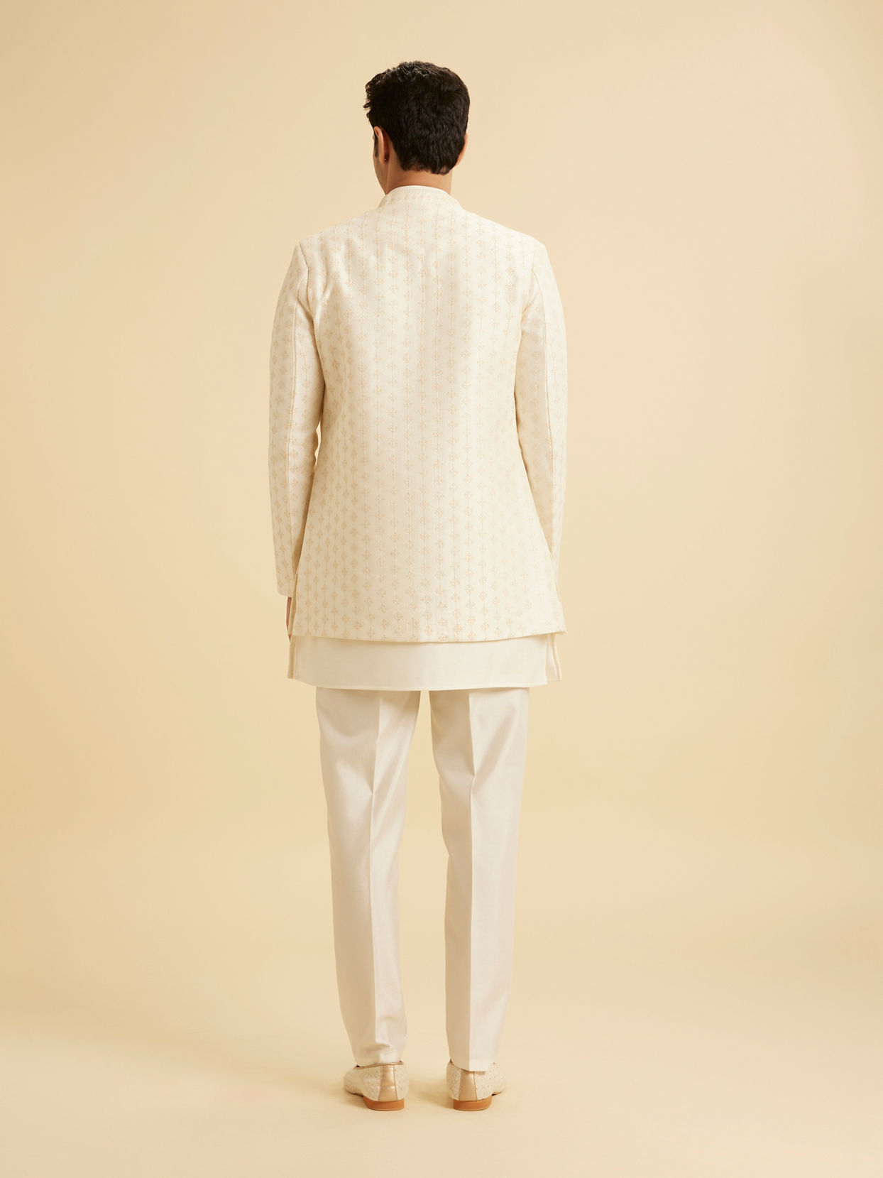Manyavar Men Classic Cream Elegance Indo Western