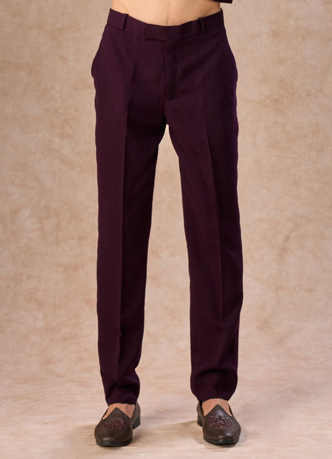 Manyavar Men Lavish Wine Velvet Indo Western Ensemble