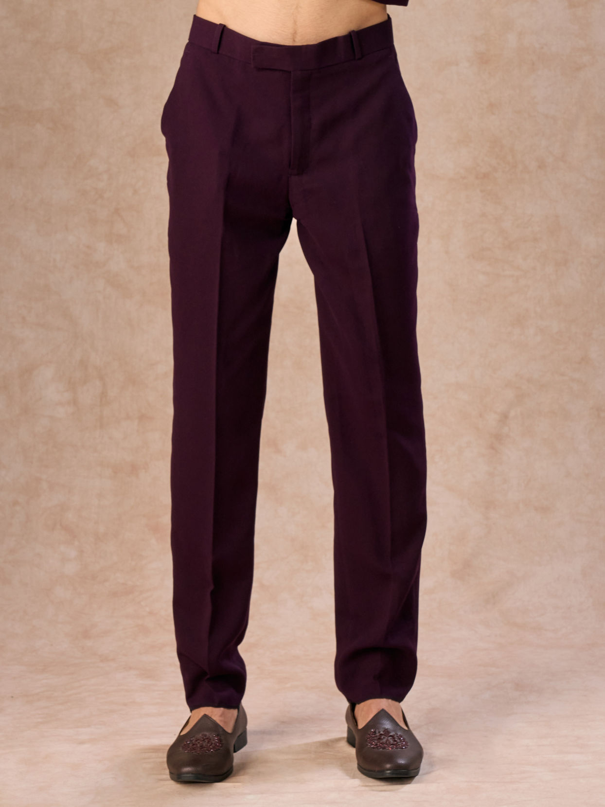 Manyavar Men Lavish Wine Velvet Indo Western Ensemble