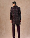Manyavar Men Lavish Wine Velvet Indo Western Ensemble