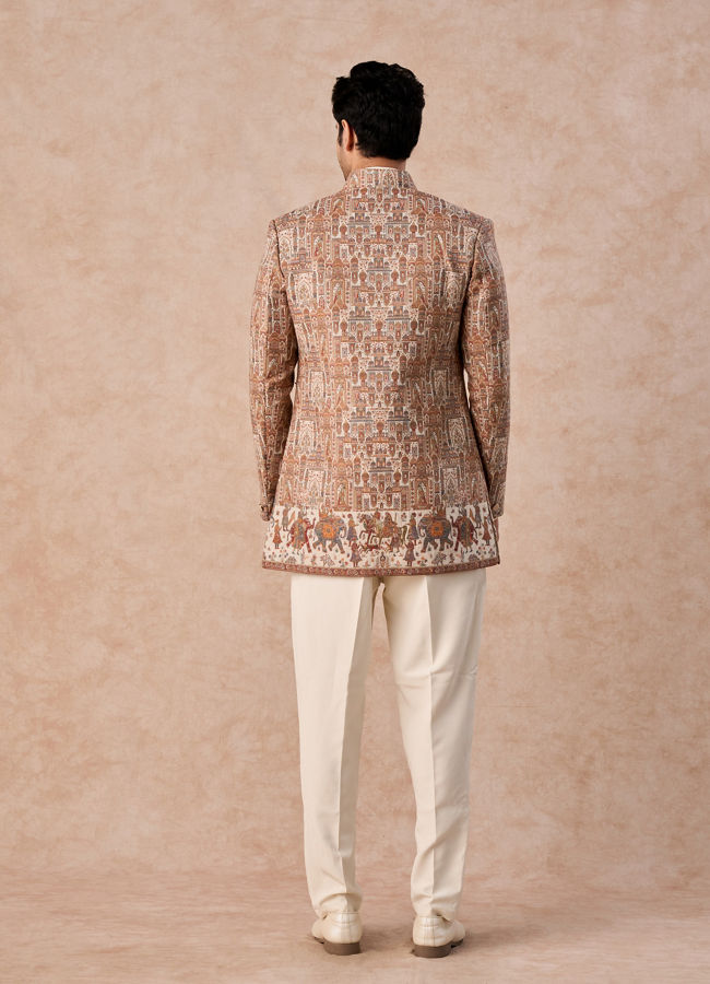 Manyavar Men Beige Royal Elegance Indo Western