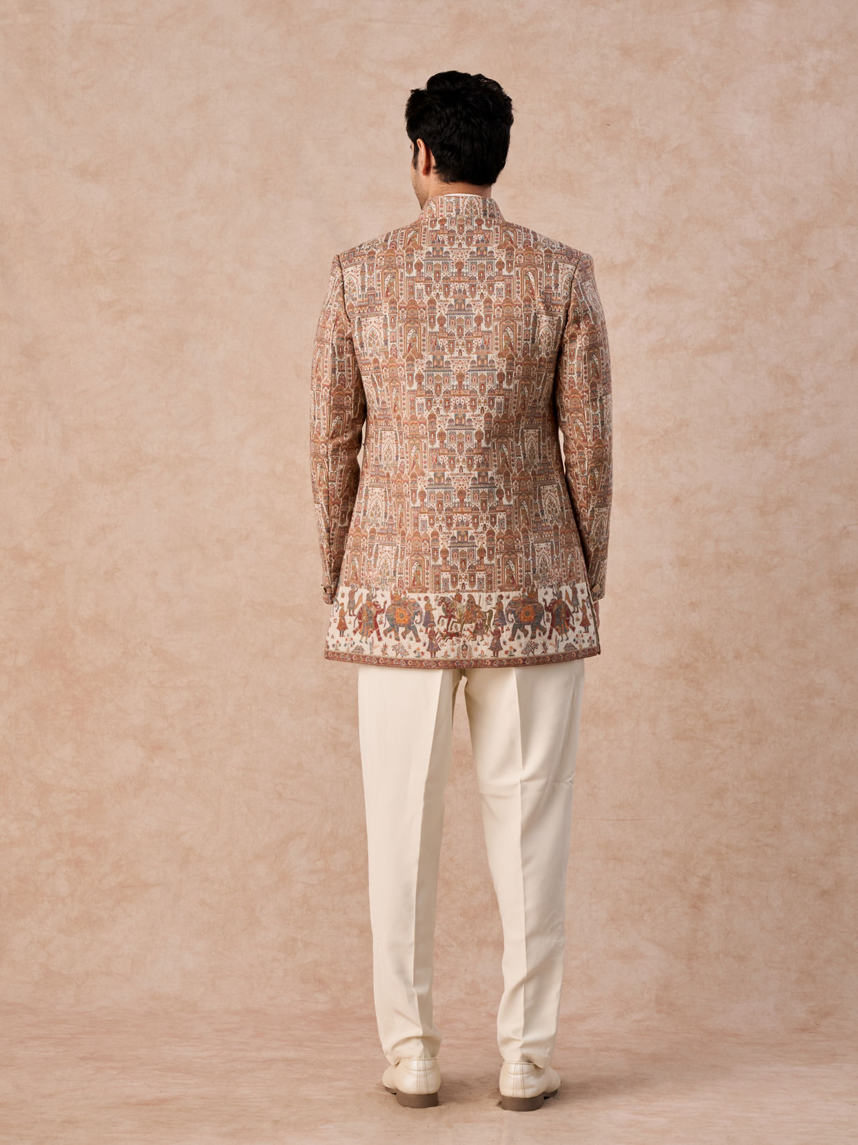 Manyavar Men Beige Royal Elegance Indo Western