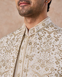 Manyavar Men Splendid Cream Georgette Indo Western