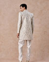 Manyavar Men Charming Cream Art Silk Indo Western