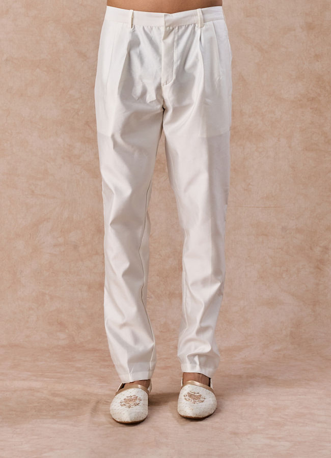 Manyavar Men Charming Cream Art Silk Indo Western