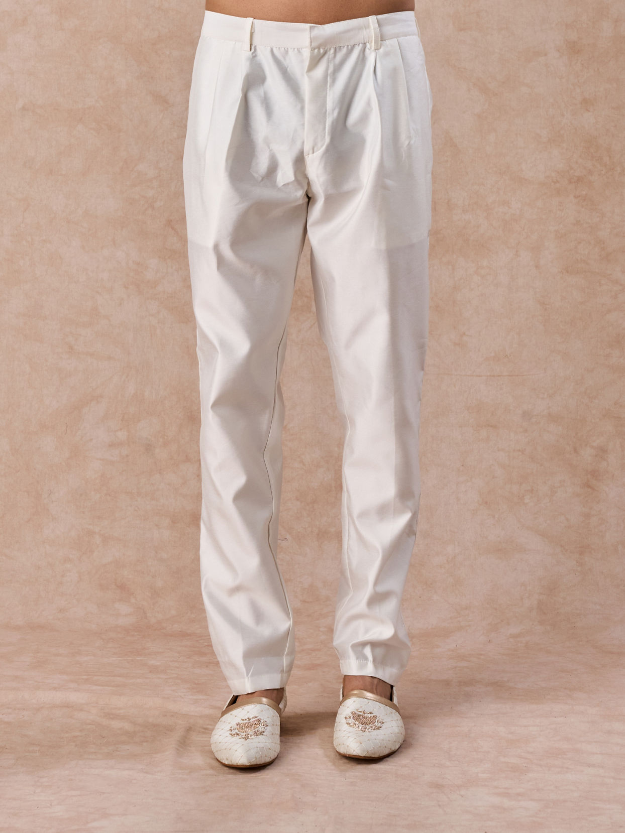 Manyavar Men Charming Cream Art Silk Indo Western