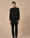 Manyavar Men Black Velvet Indo Western with Embroidery