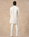 Manyavar Men Cream Art Silk Indo Western Set with Embroidery