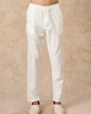 Manyavar Men Cream Art Silk Indo Western Set with Embroidery