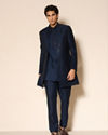 Manyavar Men Dark Blue Designer Indo Western
