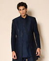 Manyavar Men Dark Blue Designer Indo Western
