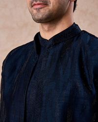 Manyavar Men Dark Blue Designer Indo Western