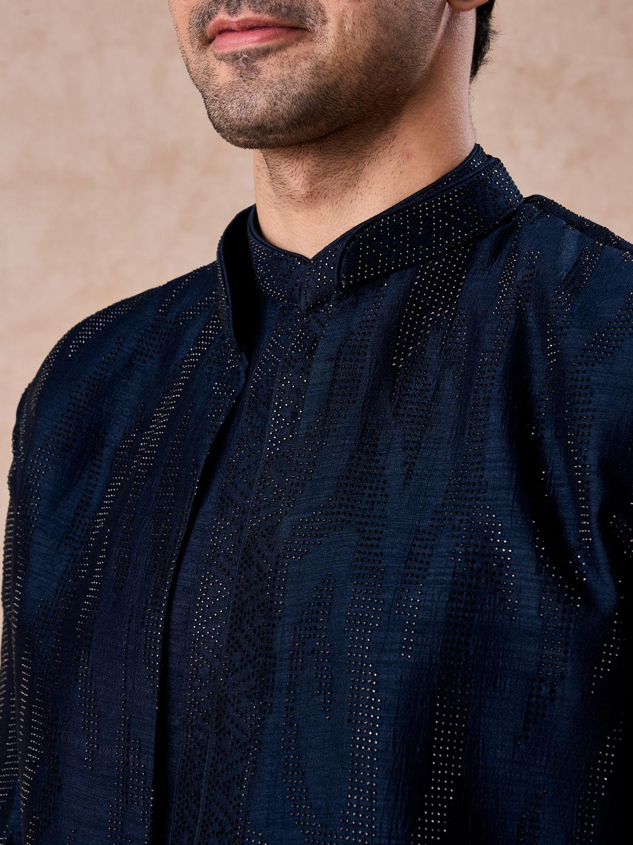 Manyavar Men Dark Blue Designer Indo Western