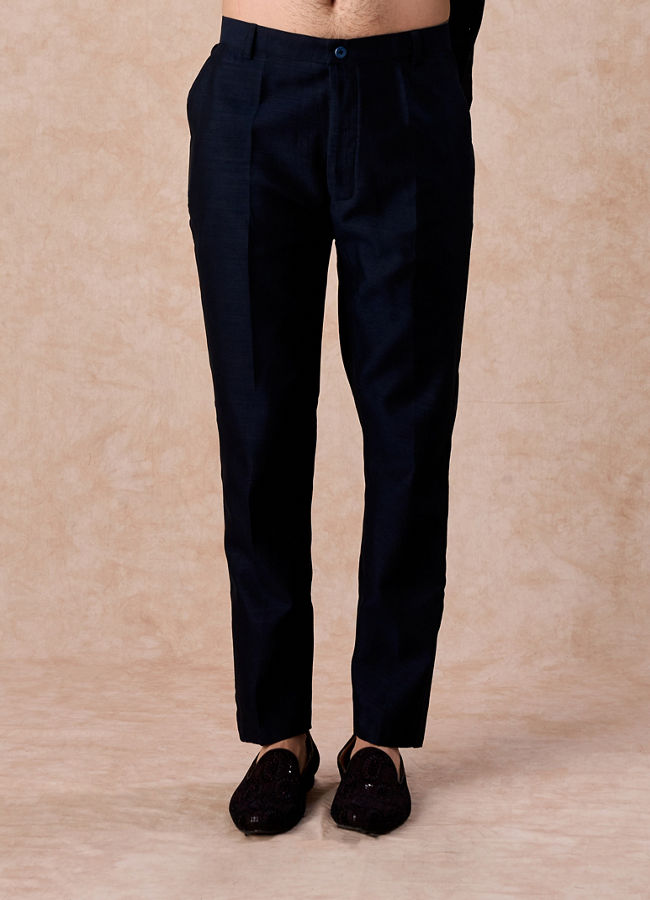 Manyavar Men Dark Blue Designer Indo Western