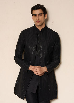 Manyavar Men Elegant Black Indo Western