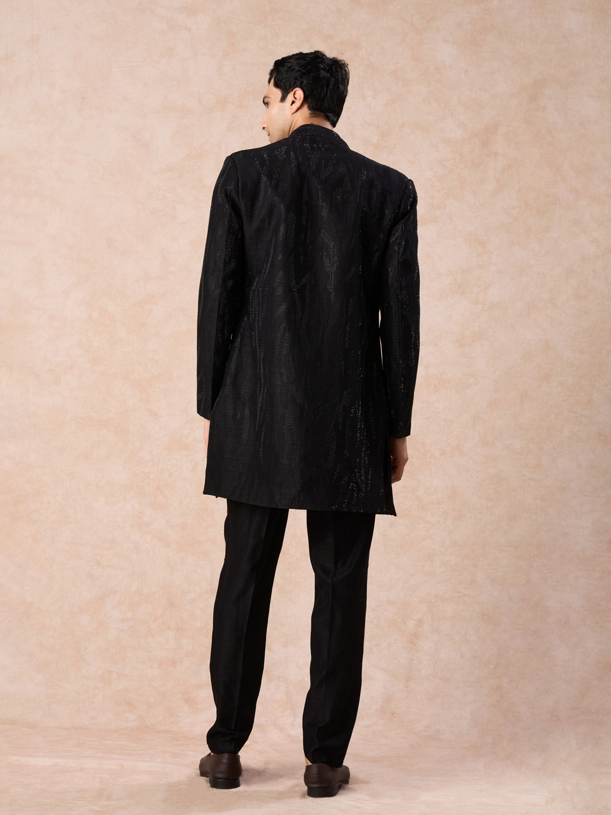 Manyavar Men Elegant Black Indo Western