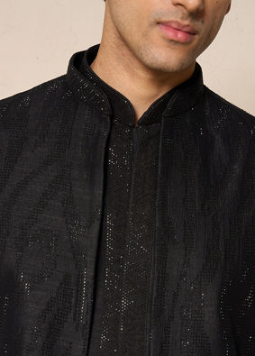 Manyavar Men Elegant Black Indo Western
