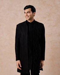 Manyavar Men Elegant Black Indo Western
