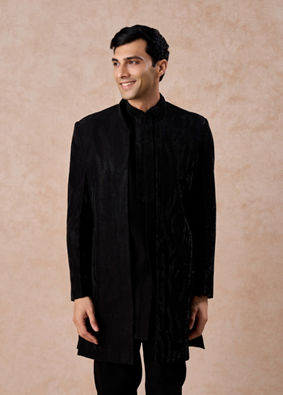 Manyavar Men Elegant Black Indo Western