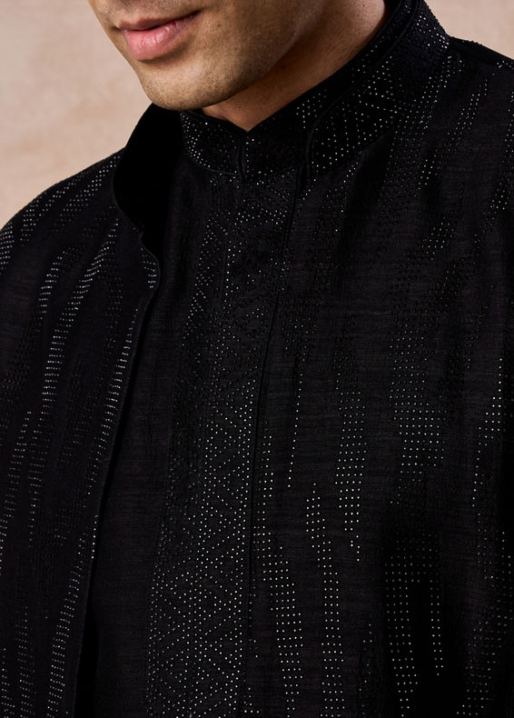 Manyavar Men Elegant Black Indo Western