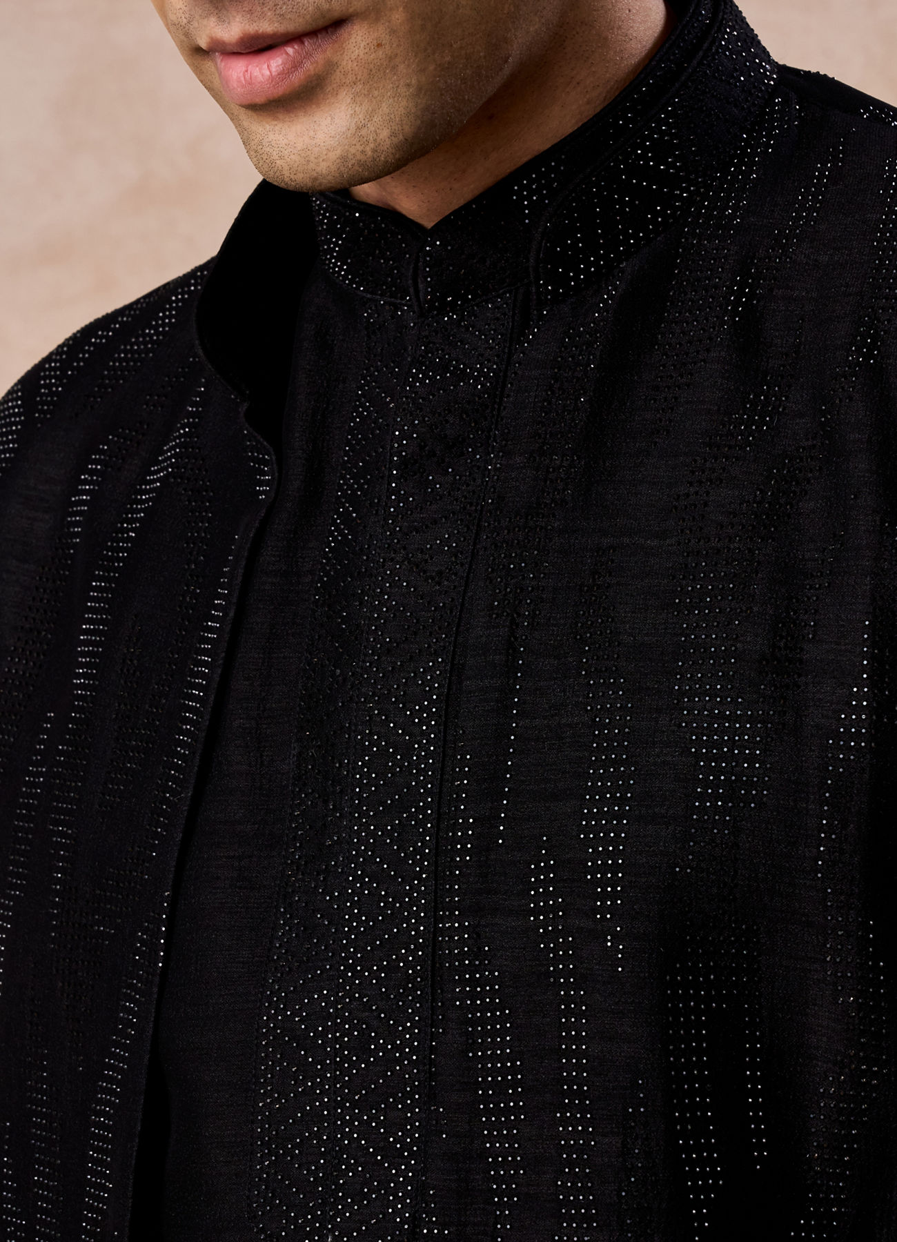 Manyavar Men Elegant Black Indo Western