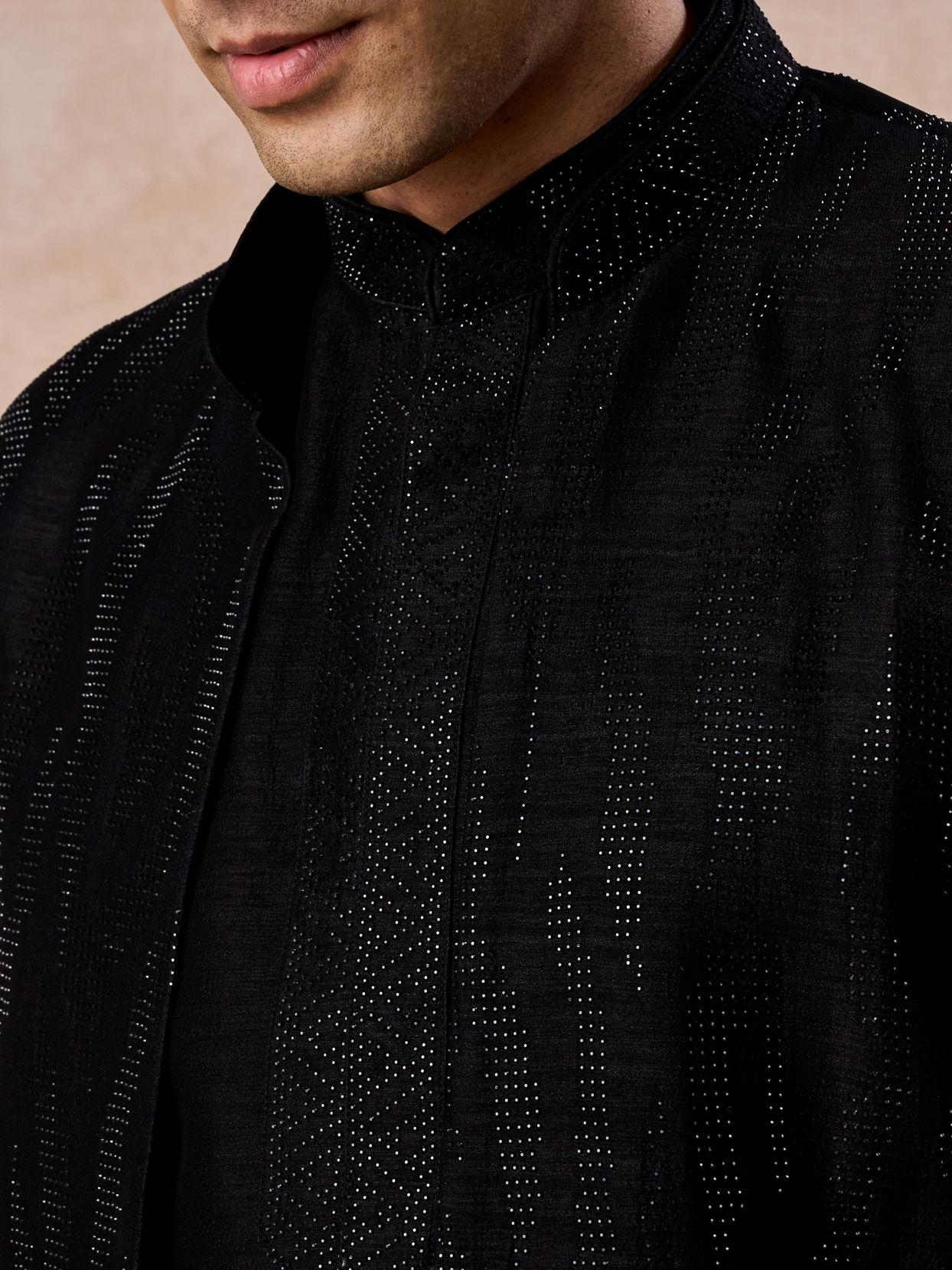 Manyavar Men Elegant Black Indo Western
