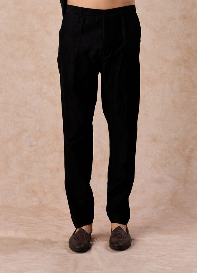 Manyavar Men Elegant Black Indo Western