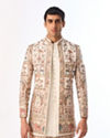 Manyavar Men Cream Georgette Elegance Indo Western