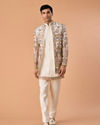 Manyavar Men Cream Georgette Elegance Indo Western