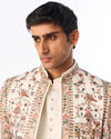 Manyavar Men Cream Georgette Elegance Indo Western